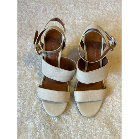 Coach White Kaye Leather Heels Size 7B - Picture 4 of 7